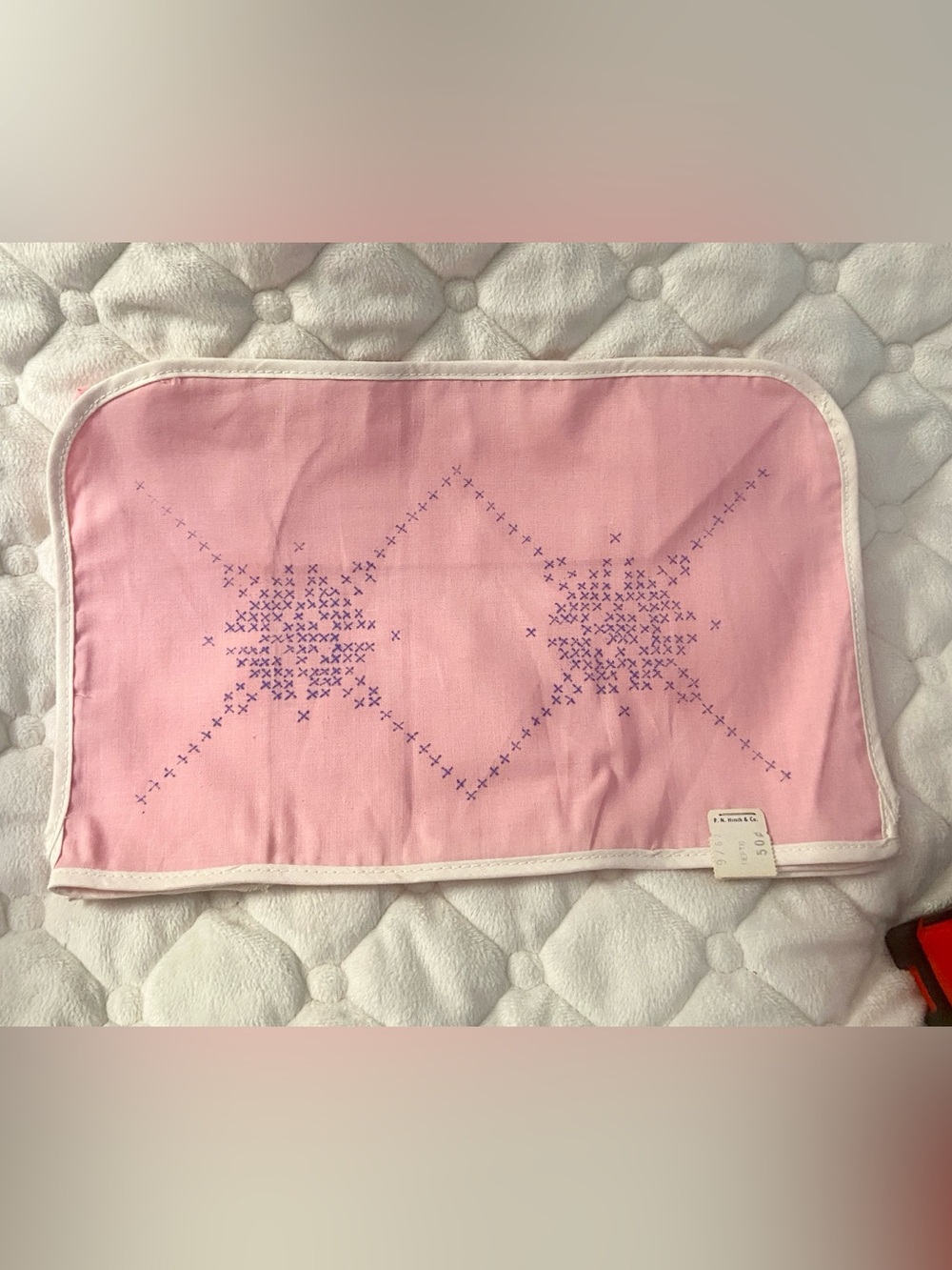 Vintage NOS Stamped Cross Stitch Pink Toaster Cover Embroider Needlework